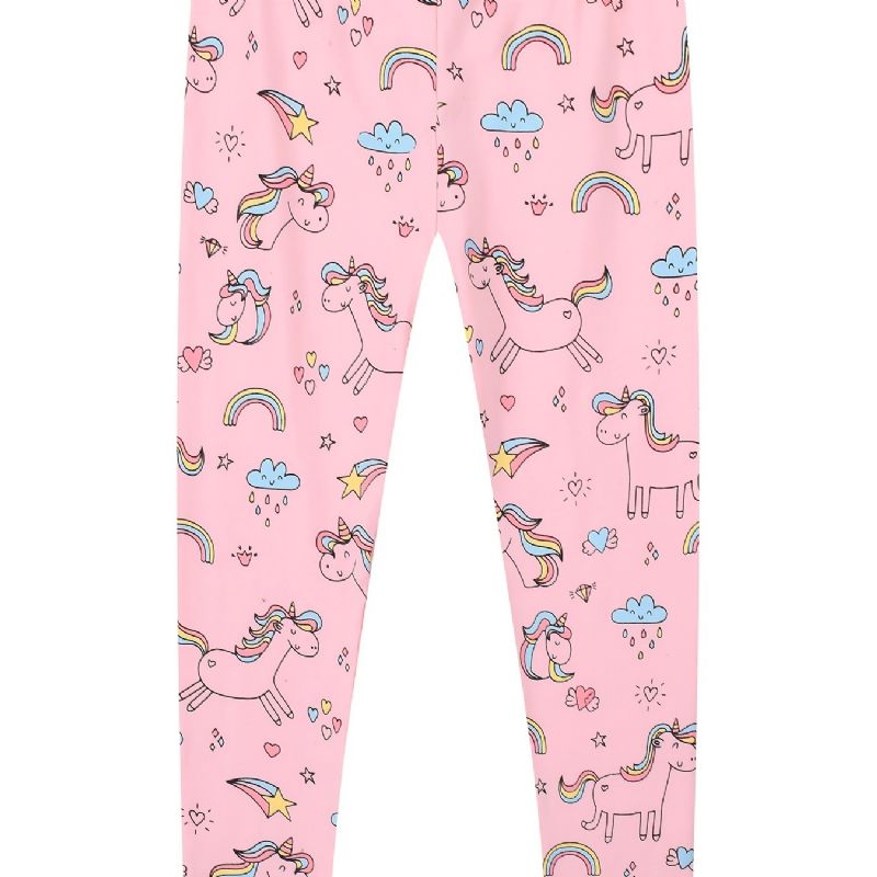 Tjejer Stretch Mjuka Leggings Söta Unicorn Full Print Byxor Barnkläder