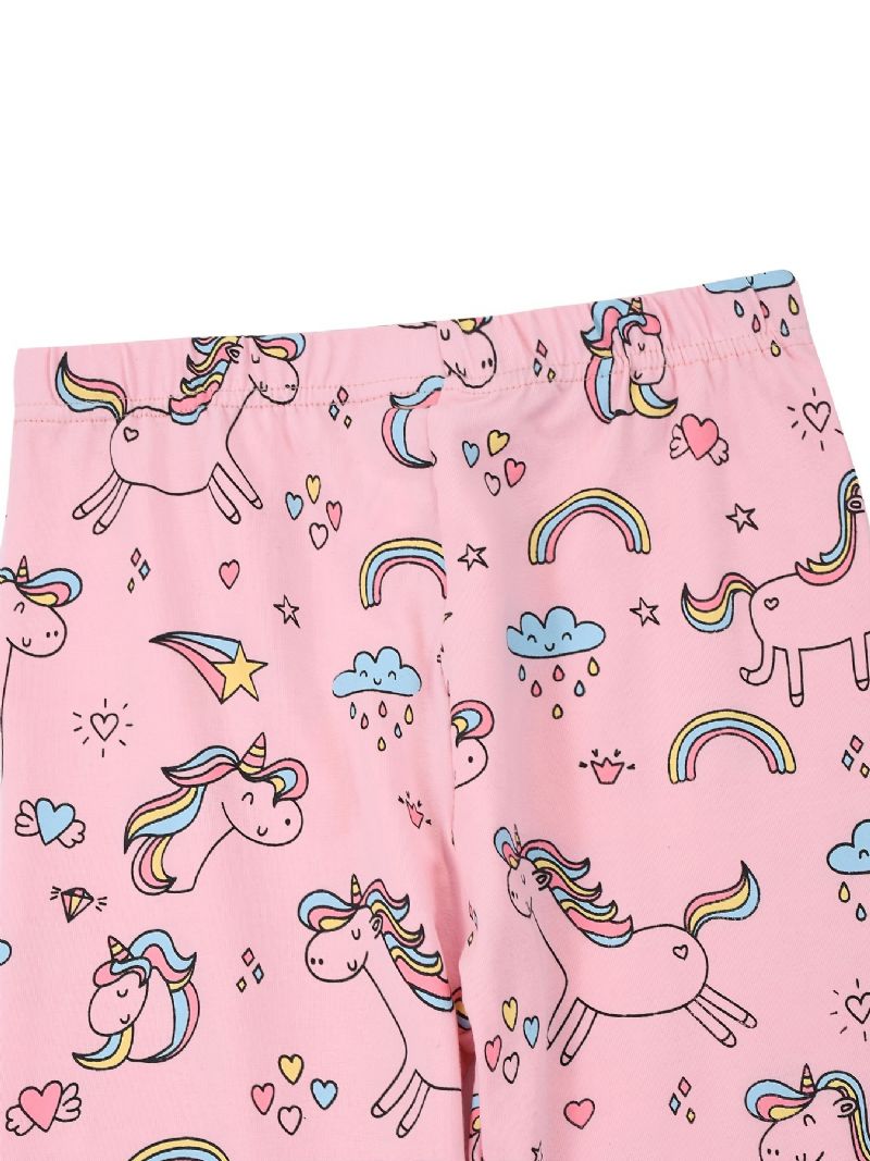 Tjejer Stretch Mjuka Leggings Söta Unicorn Full Print Byxor Barnkläder