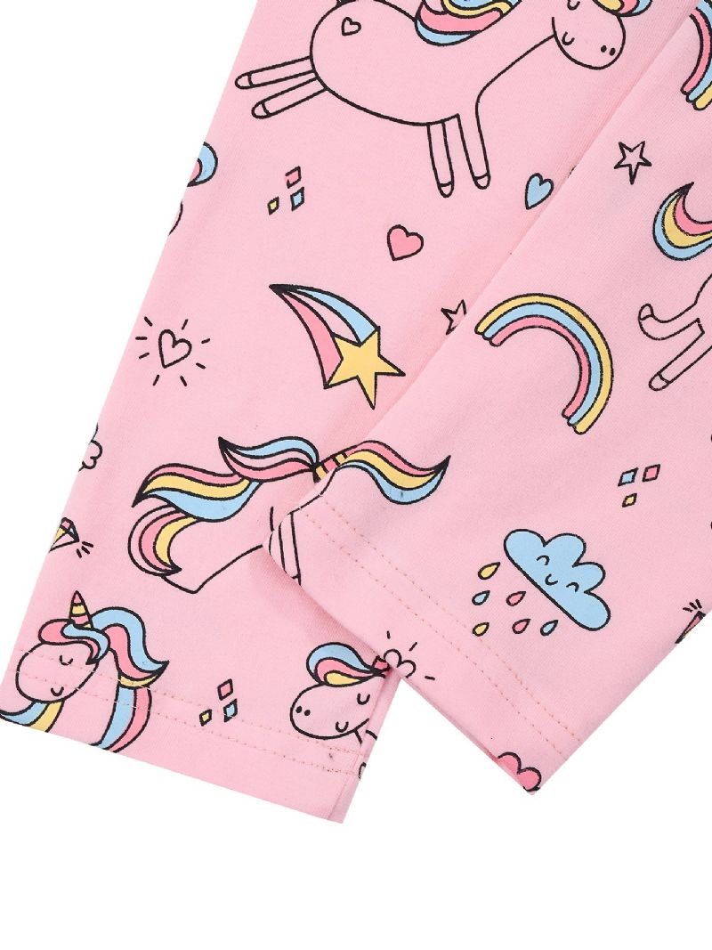 Tjejer Stretch Mjuka Leggings Söta Unicorn Full Print Byxor Barnkläder