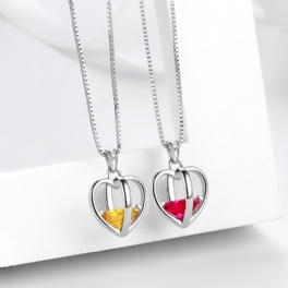 925 Sterling Sliver Love Heart Halsband 3d Pendant Birthstone Smycken Presenter För Kvinnor Flickor