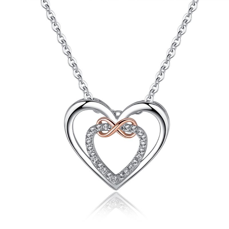 Infinity Heart Zircon Halsband För Kvinnor Berlocker Smycken Present Födelsedagspresenter För Fru Flickor Henne