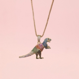 Pojkar Flickor Rhinestone Dinosaur Hänge Halsband Barnpresent