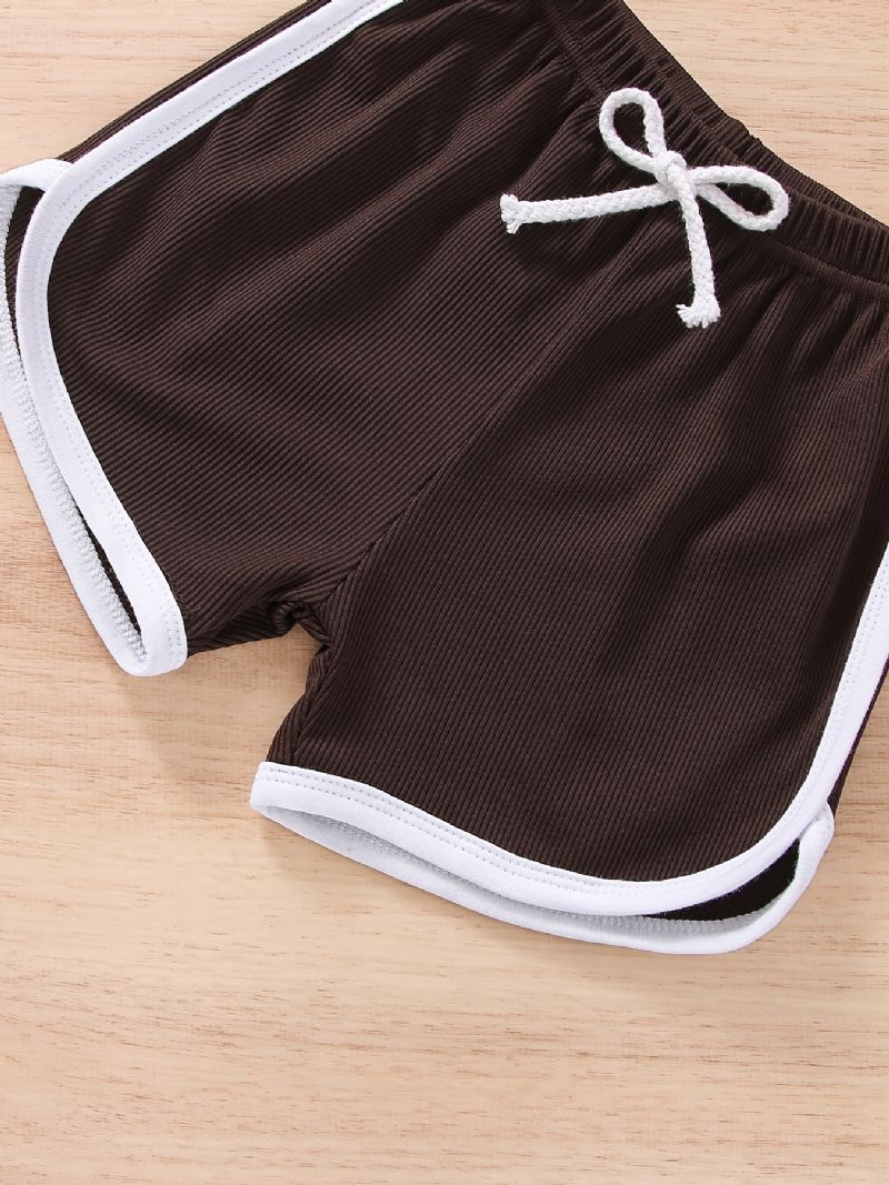 2st Bebis Flickor Kortärmad T-shirt Med Bokstavstryck Topp & Dragsko Shorts Set Barnkläder