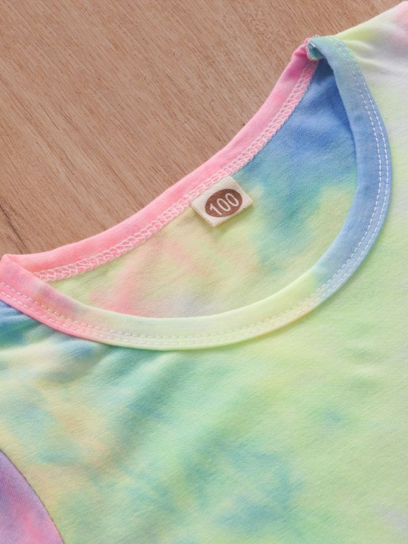 2st Bebis Pojkar & Flickor Rainbow Color Tie Dye Kortärmad Skjorta Top & Shorts Klädset