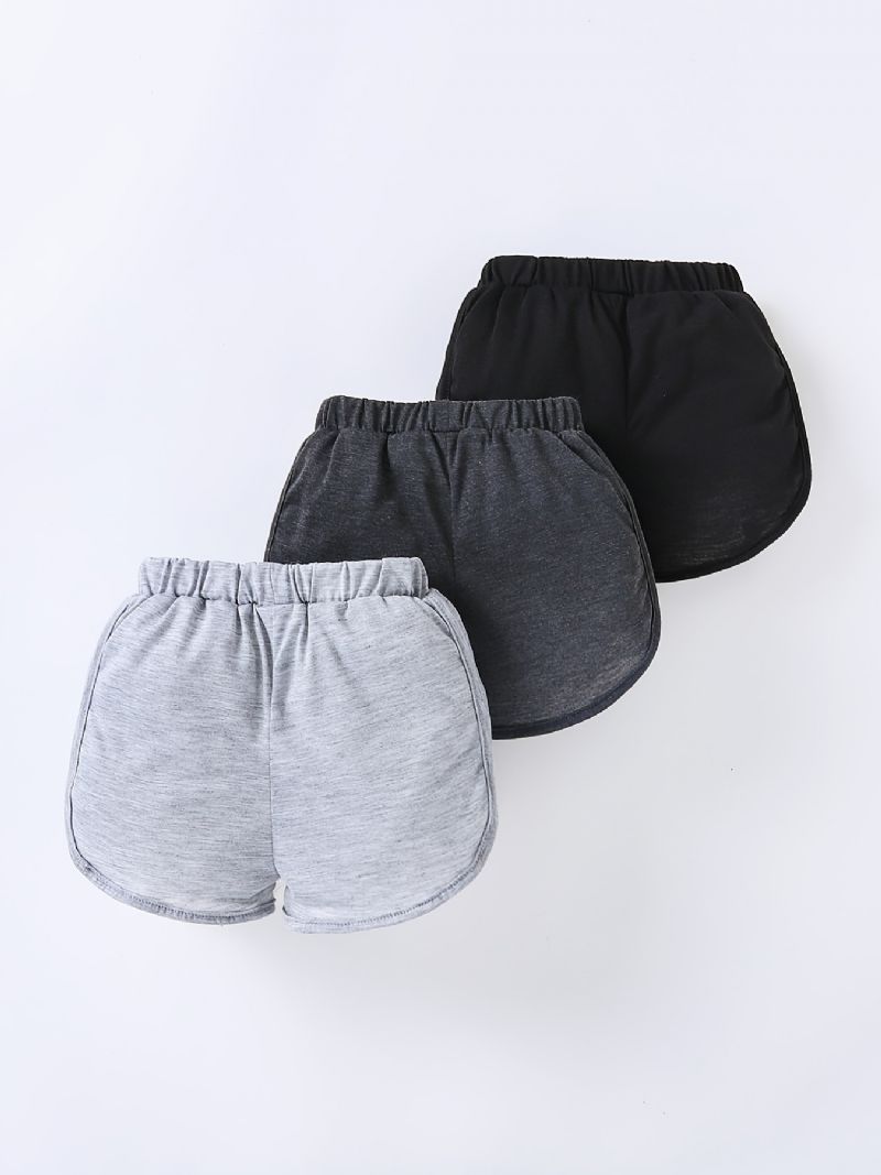 3st Flickor Lättvikts Casual Elastiska Midja Shorts Barnkläder För Sommaren