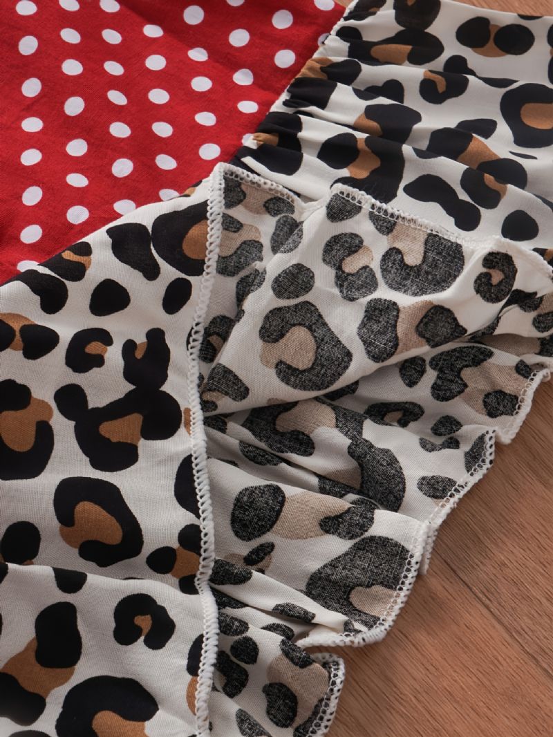 Toddler Bebis Flickor Dot Leopard Printed Ärmlös Topp & Shorts