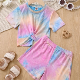 Toddler Bebis Flickor Tie Dye Tryckt Topp + Shorts