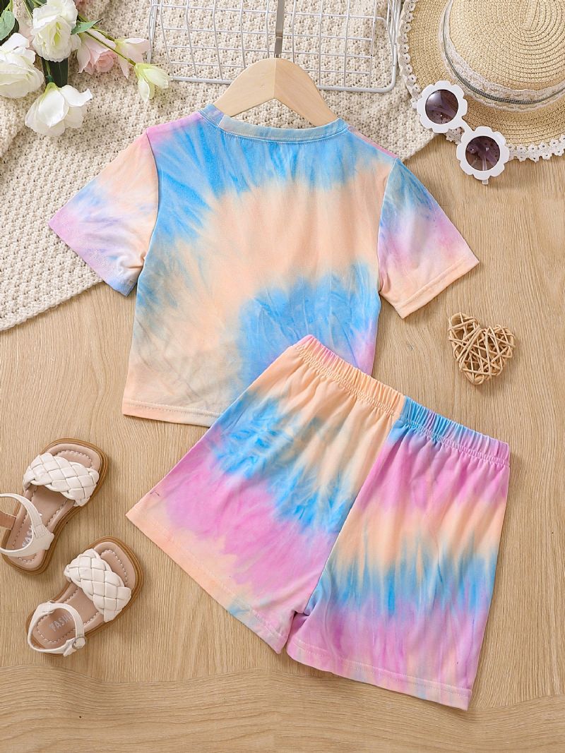 Toddler Bebis Flickor Tie Dye Tryckt Topp + Shorts