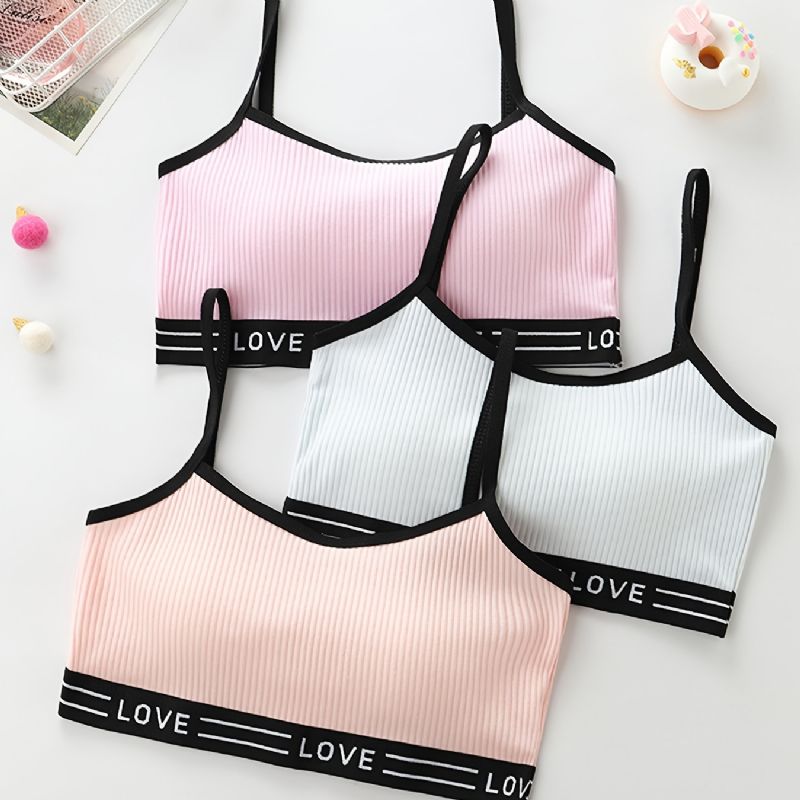 3st Tränings-bh För Tjejer Seamless Stretchy Sports Bralette Ärmlösa Crops Linne Underkläder