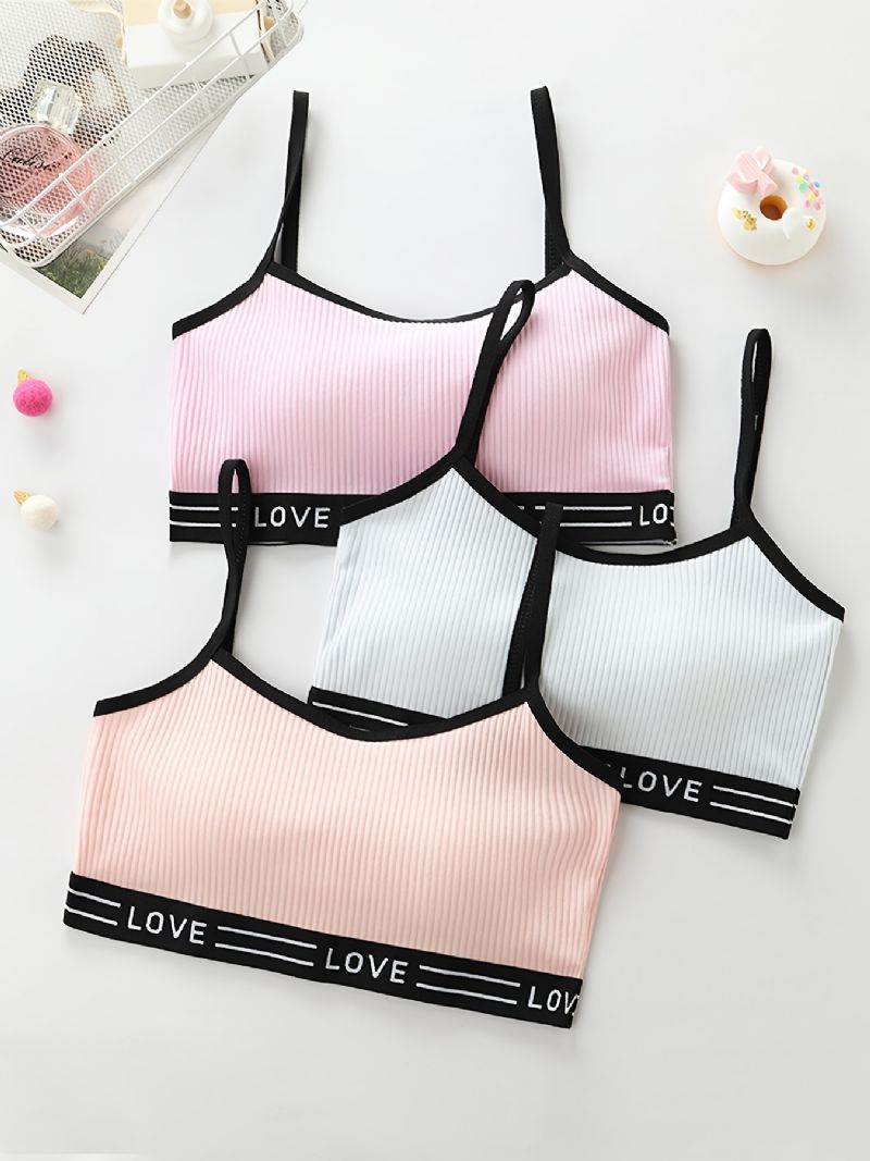 3st Tränings-bh För Tjejer Seamless Stretchy Sports Bralette Ärmlösa Crops Linne Underkläder