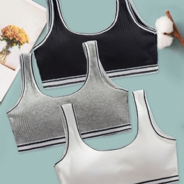 3st Tränings-bh För Tjejer Seamless Stretchy Sports Bralette Ärmlösa Crops Linne Underkläder