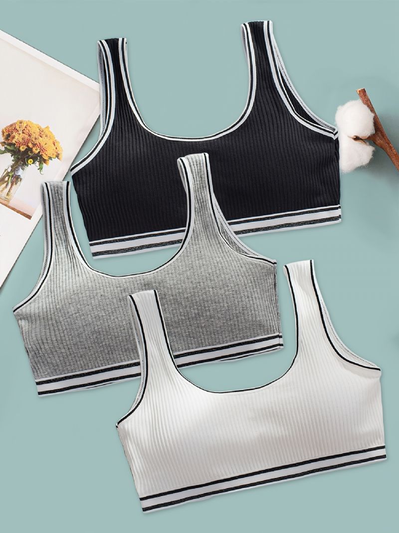 3st Tränings-bh För Tjejer Seamless Stretchy Sports Bralette Ärmlösa Crops Linne Underkläder