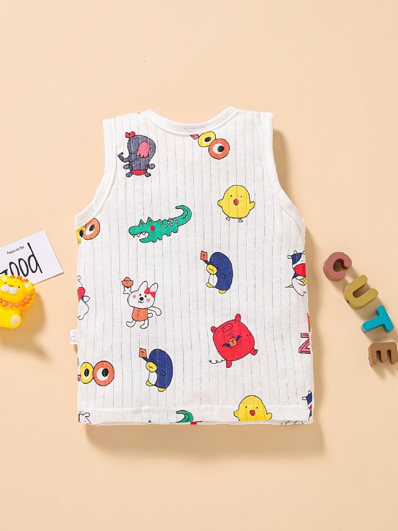 Barns Tank Sommar Tunn Ärmlös Cartoon Print Suspender Top