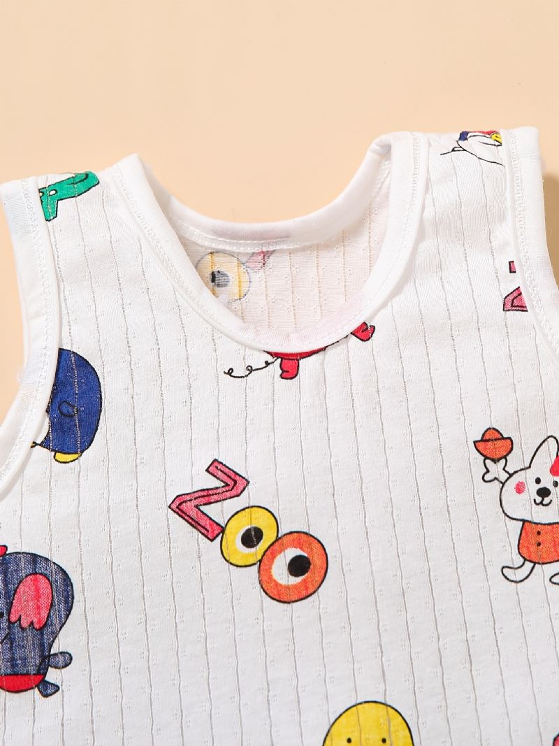 Barns Tank Sommar Tunn Ärmlös Cartoon Print Suspender Top