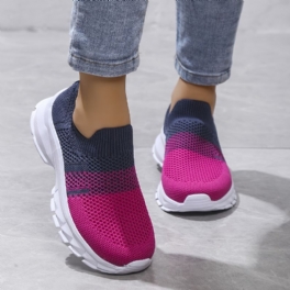 Flickor Casual Mesh Gradient Sneakers Bekväma Lätta Andas Slip-on Sportskor För Utomhusbruk