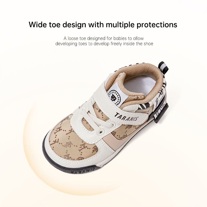 Småbarn Barn Skridskoskor Kinesiska Bokstavsdesign Mjuksulor Anti-sladd Hög Topp Med Kardborre Och Ögla Sneakers För Pojkar Flickor