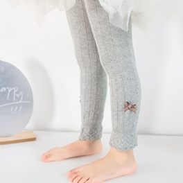 1 St Lårhöga Barnstrumpor Bebis Casual Enfärgade Stickade Leggings Med Rosett