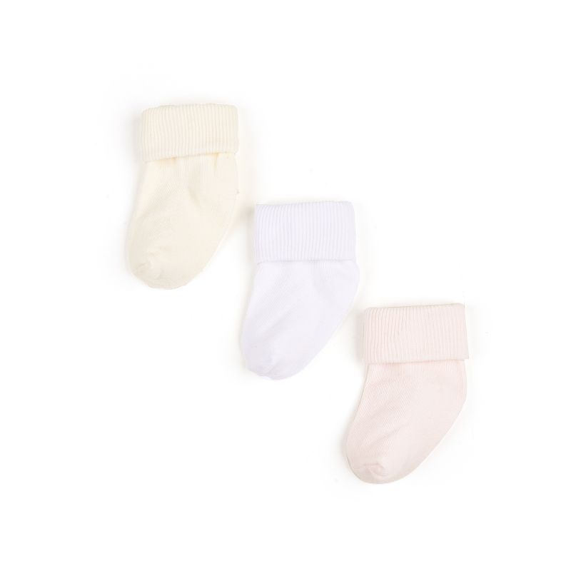 3 Par Newborn Bebis Turn Cuff Strumpor Enfärgade Småbarnsstrumpor För Pojkar Flickor