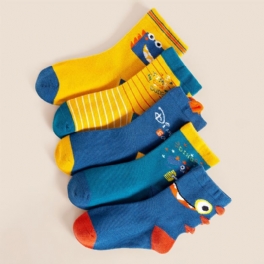 5 Par Barn Pojkar Cartoon Dinosaur Cotton Crew Socks