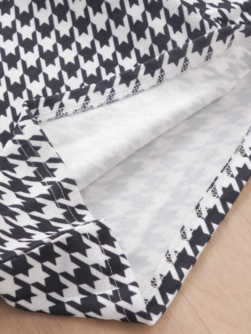 2st Flickor Långärmade Houndstooth Print Flare Sleeve Byxor