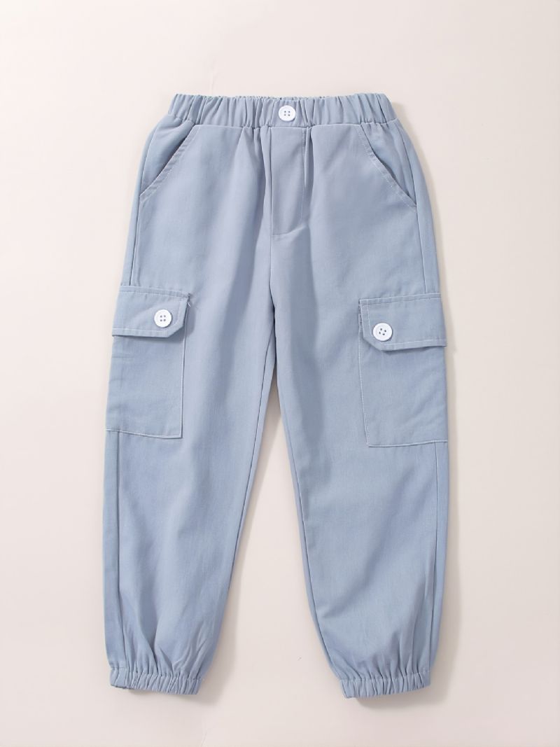 2st Höst Vinter Pojkar Casual Sport Enfärgade Pocket Byx Sets