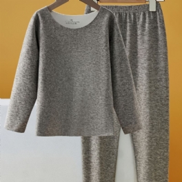 2st Pojkar Casual Simple Pyjamas Set Med Thermal Fleece Tops & Byxor För Vintern