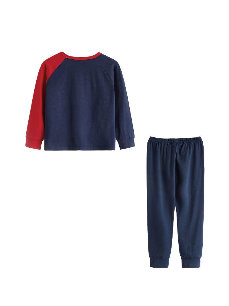 2st/set Pojkar Långärmad Topp & Matchande Byxor Pyjamasset