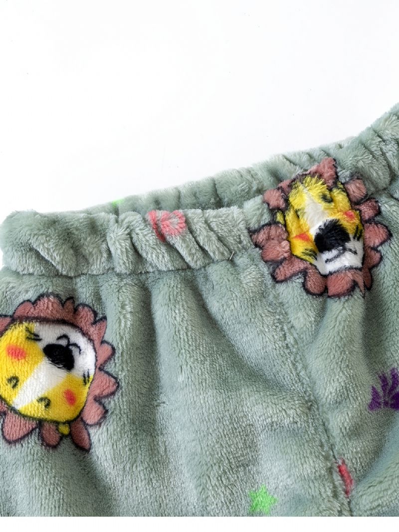 2st Småbarn Pojkar Tiger Print Pyjamas Kostym Flanell Thermal Tops & Byxor För Vinter Hemma