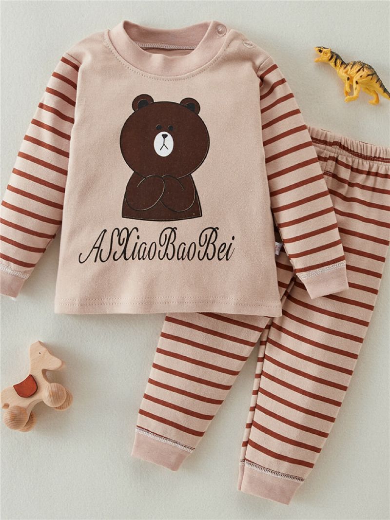 2st Småbarnspojke Animal Stripes Color-block Pyjamasset & Byxor