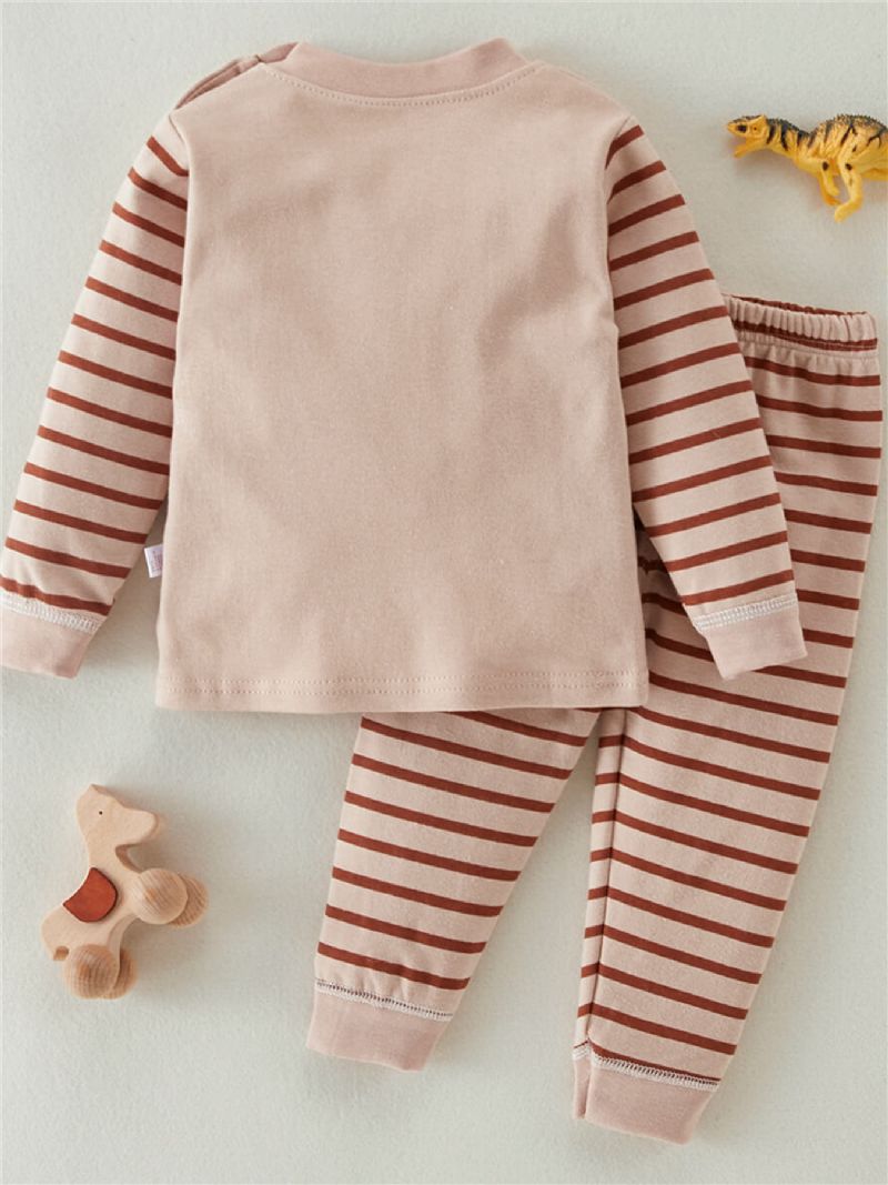 2st Småbarnspojke Animal Stripes Color-block Pyjamasset & Byxor