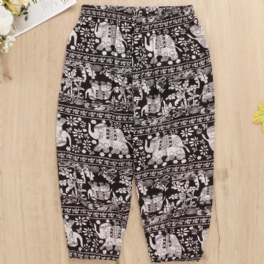 Barn Flickor Söta Cartoon Elephant Print Casual Byxor