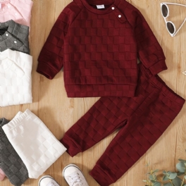 Bebis Flickor Solid Långärmad Sweatshirt & Matchande Joggingbyxor Bebiskläder
