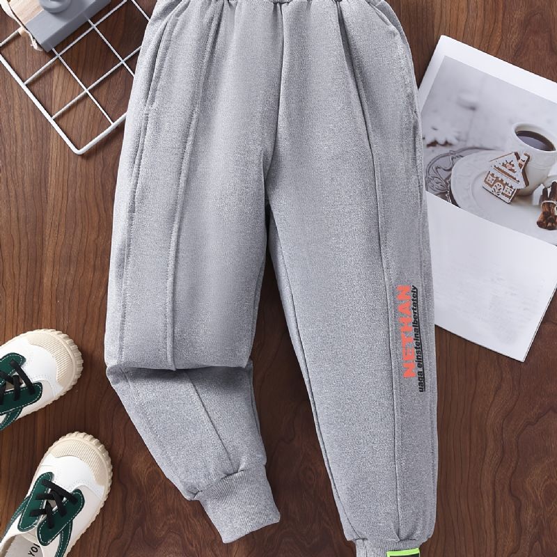 Bebis Pojkar Joggingbyxor Elastisk Midja Bokstavstryck Sport Jogger Byxor Barnkläder