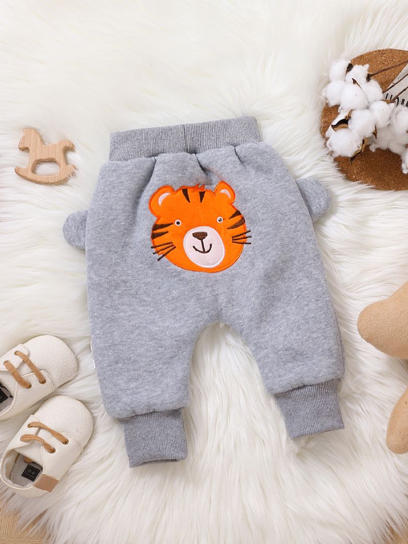 Bebisbyxor Fleece Förtjockad Varm Söt Tiger Print För Pojkar Flickor Ny Höst Vinter