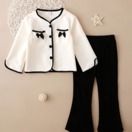 Christmas Price Cuts Flickor Mode Outfit White Flared Sleeve Kappa & Pant