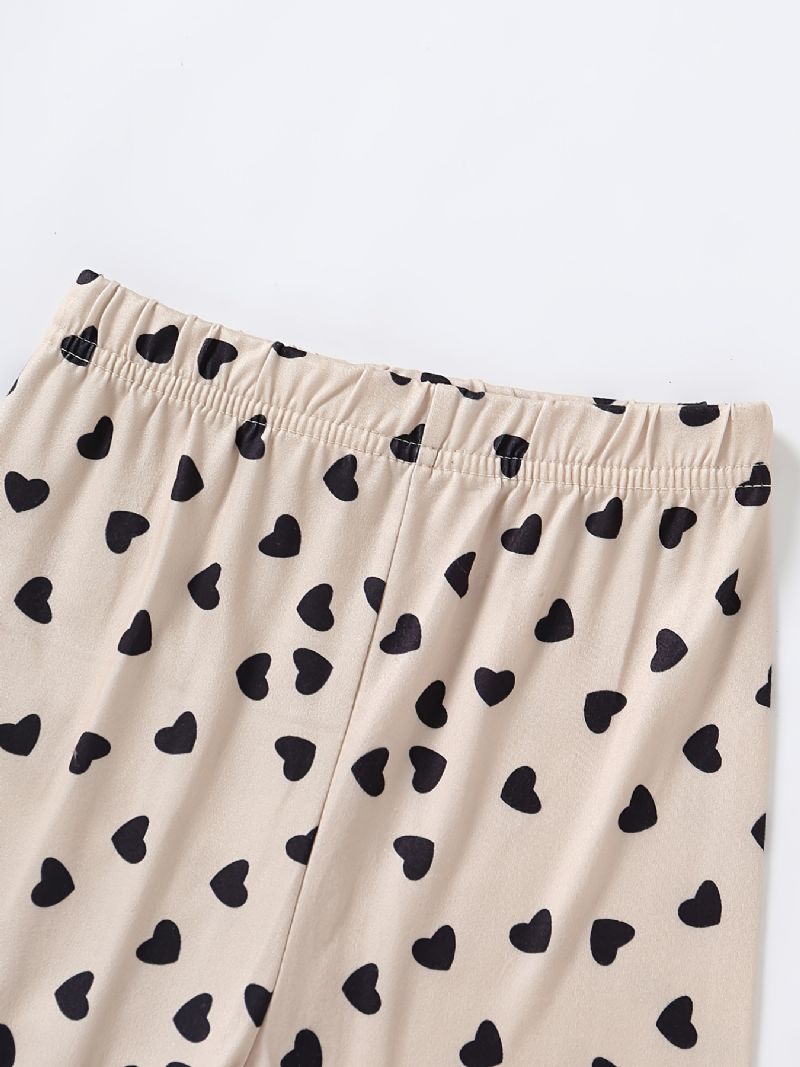 Flickor Lounge Wear Homewear Långärmad Topp & Matchande Byxor Med Hjärttryck