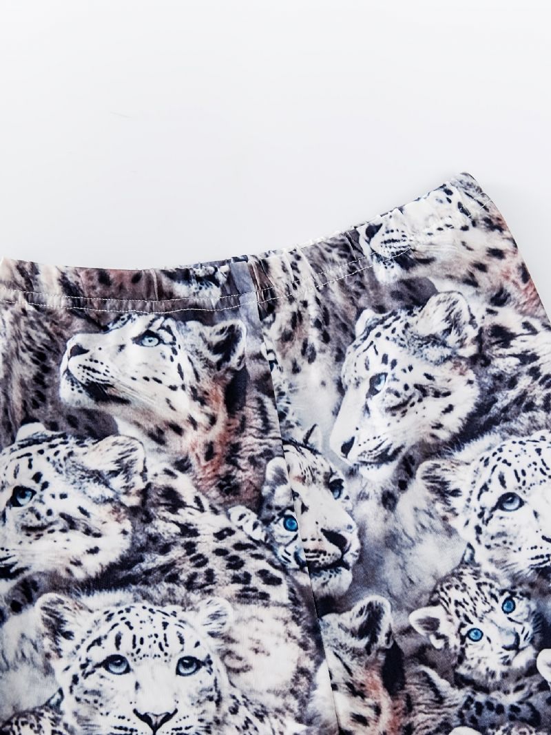 Leopard Print Casual Byxor För Bebis Flickor Småbarn