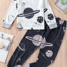Pojkar Cosmic Print Crew Neck Top & Pants Loungewear
