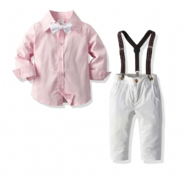 Pojkar Långärmad Top Suspender Pants Outfits