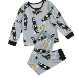Pojkar Pyjamas Cartoon Car Print Casual Rund Neck Långärmad Pullover Byxor Set