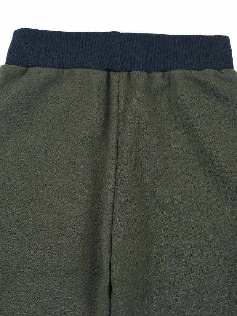 Pojkar Robot Print Joggingbyxor Med Pocket Thermal Thickened Casual Sportbyxor För Vintern