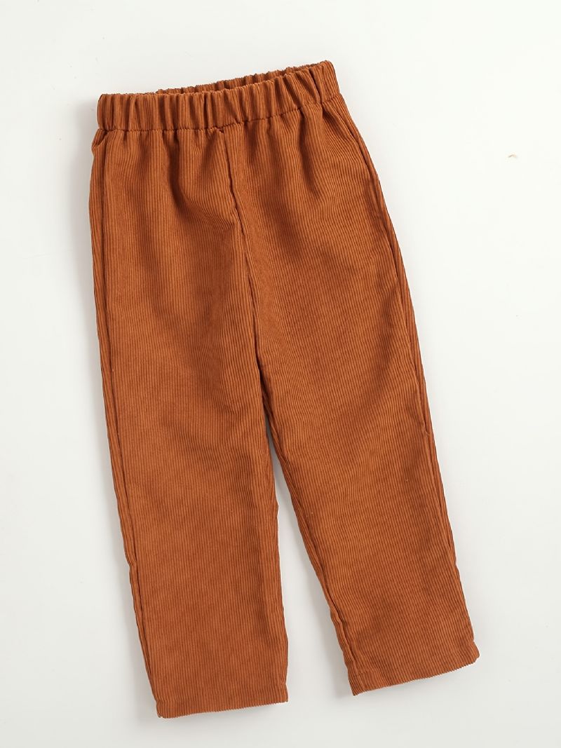 Pojkar Vintage Bow Corduroy Rutig Skjorta & Solida Byxor För Fest