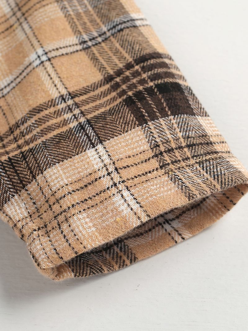 Pojkar Vintage Bow Corduroy Rutig Skjorta & Solida Byxor För Fest