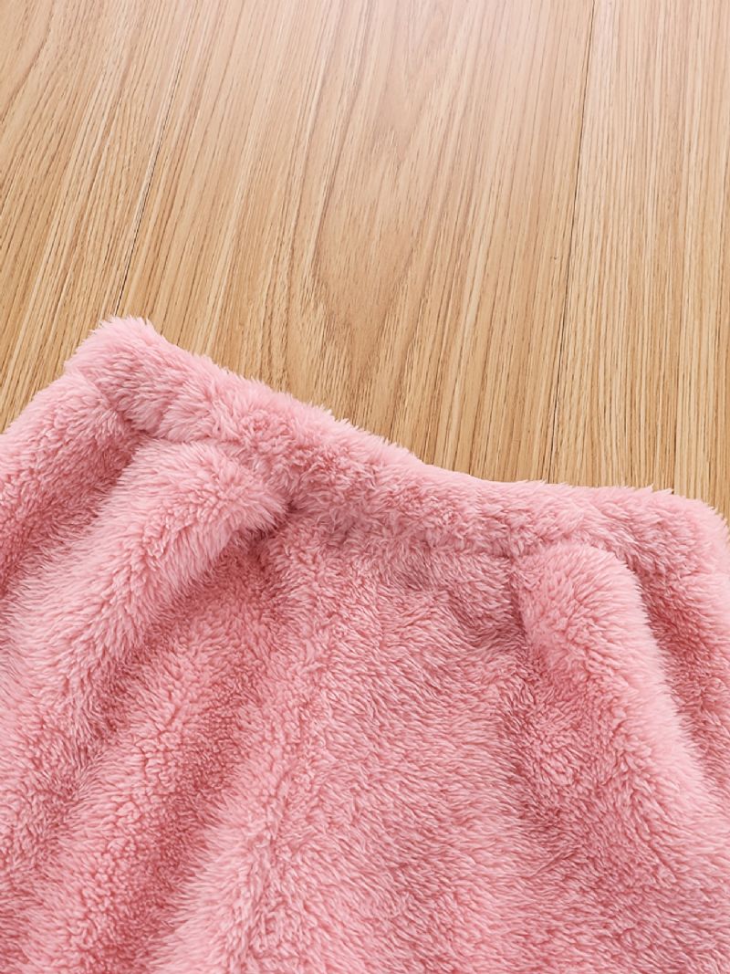 Småbarn Bebis Flickor Warm Fleece Huvtröja & Byxor Set Barnkläder