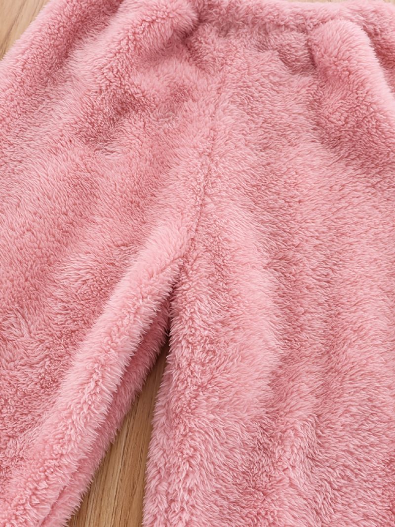 Småbarn Bebis Flickor Warm Fleece Huvtröja & Byxor Set Barnkläder